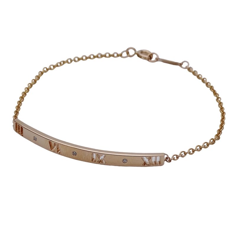 Tiffany & Co Tiffany & Co Bracelet Ladies Brand 750pg 3p Diamond Atlas Bar Pink