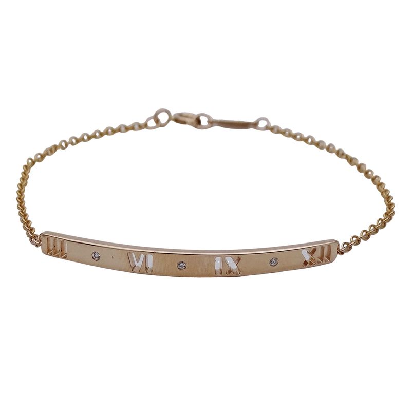 Tiffany & Co Tiffany & Co Bracelet Ladies Brand 750pg 3p Diamond Atlas Bar Pink