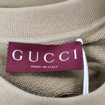 Gucci 24aw 784413 Xjgkr Beige Front Logo Cotton Jersey Sweatshirt S
