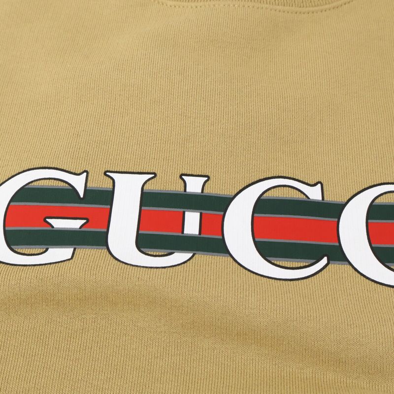 Gucci 24aw 784413 Xjgkr Beige Front Logo Cotton Jersey Sweatshirt S