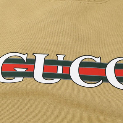 Gucci 24aw 784413 Xjgkr Beige Front Logo Cotton Jersey Sweatshirt S
