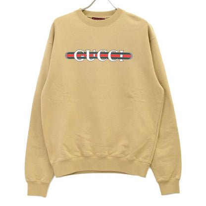 Gucci 24aw 784413 Xjgkr Beige Front Logo Cotton Jersey Sweatshirt S
