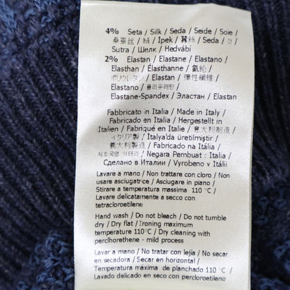 Fendi 24 Fzy443 Ao5j Blue Linen Cotton and Silk Ff Allover Short Sleeve Knit