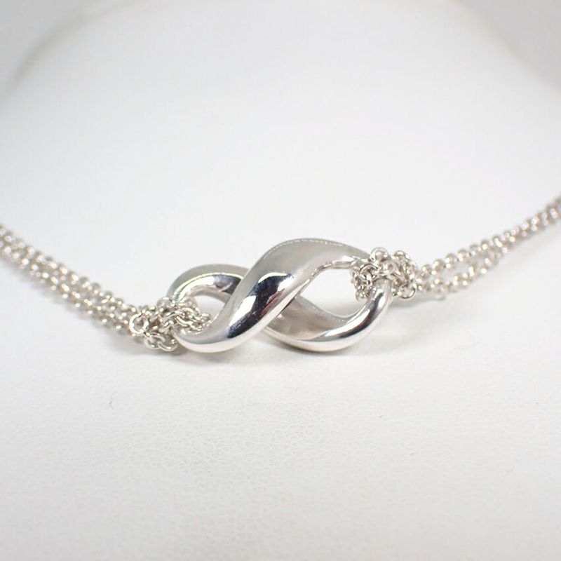 Tiffany & Co 925 Infinity Double Chain Necklace J98-5