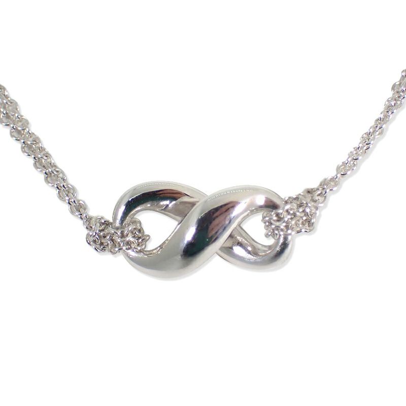 Tiffany & Co 925 Infinity Double Chain Necklace J98-5