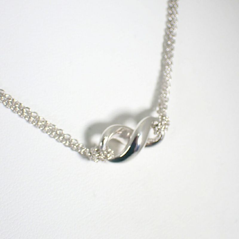 Tiffany & Co 925 Infinity Double Chain Necklace J98-5