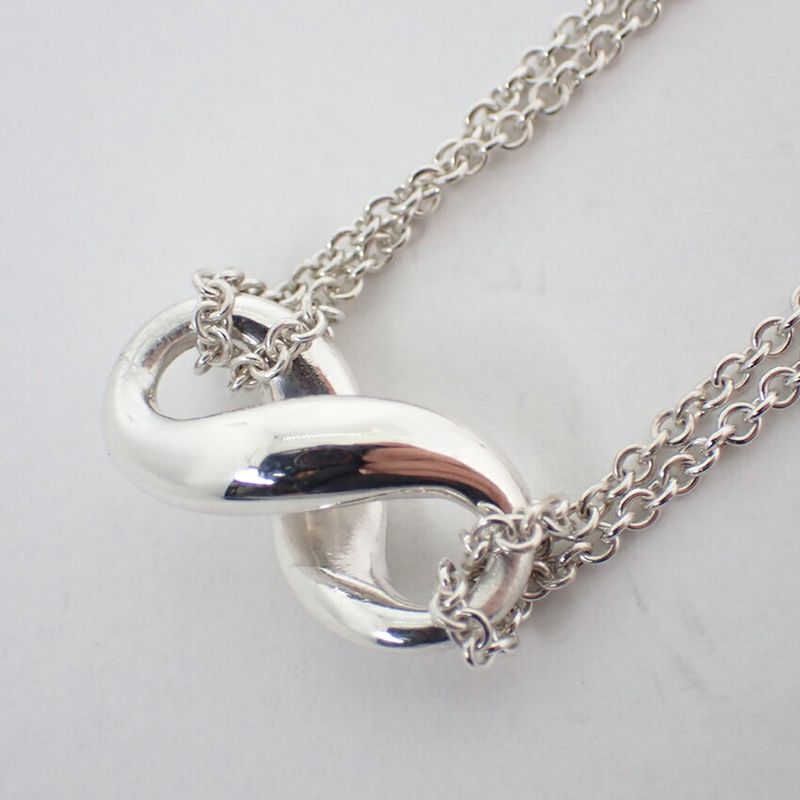 Tiffany & Co 925 Infinity Double Chain Necklace J98-5