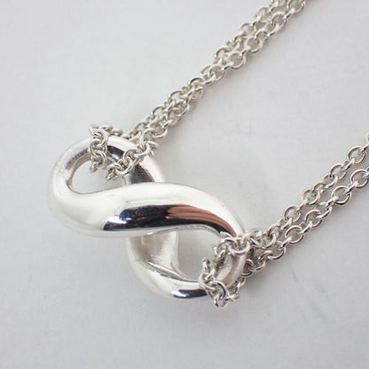 Tiffany & Co 925 Infinity Double Chain Necklace J98-5