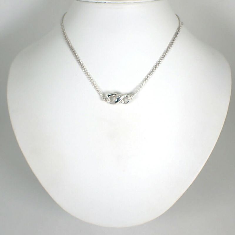 Tiffany & Co 925 Infinity Double Chain Necklace J98-5