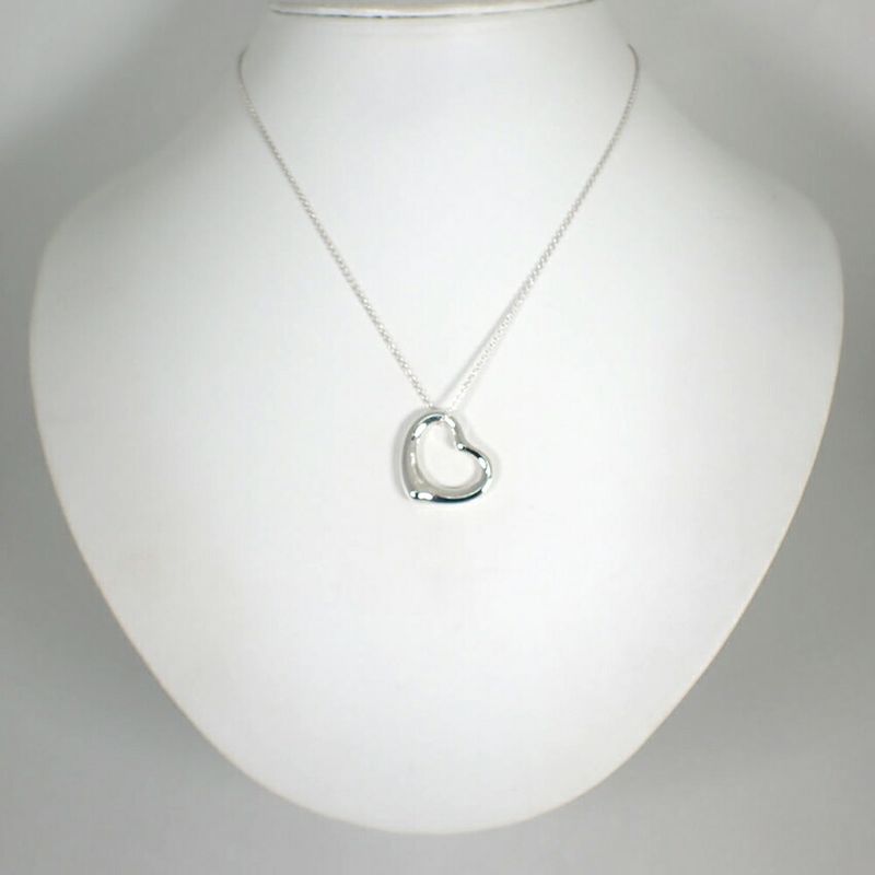Tiffany & Co 925 Open Heart Pendant Necklace J98-6