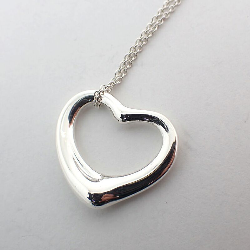 Tiffany & Co 925 Open Heart Pendant Necklace J98-6