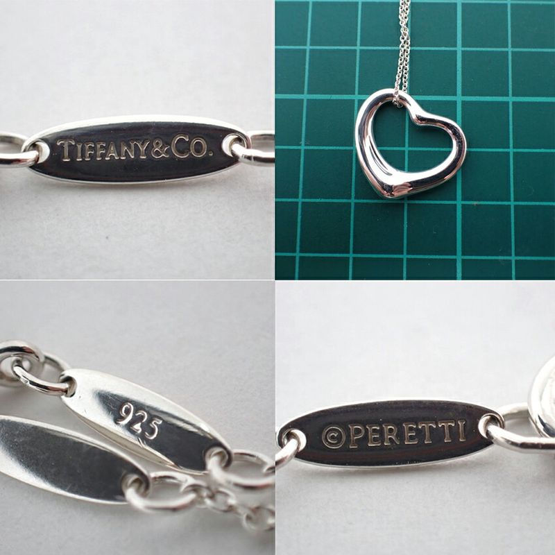 Tiffany & Co 925 Open Heart Pendant Necklace J98-6