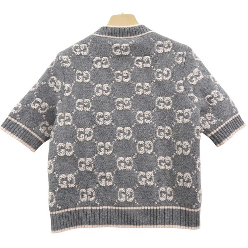 Gucci GG Boucles Wool Jacquard Top 770059 Xkcna Knit Wool GG Boucles Grey 1022