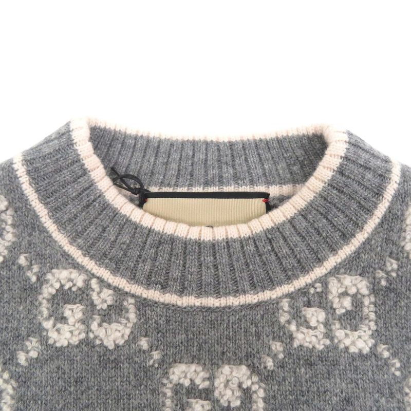 Gucci GG Boucles Wool Jacquard Top 770059 Xkcna Knit Wool GG Boucles Grey 1022