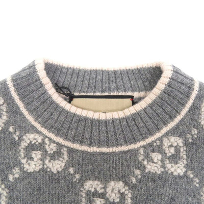 Gucci GG Boucles Wool Jacquard Top 770059 Xkcna Knit Wool GG Boucles Grey 1022