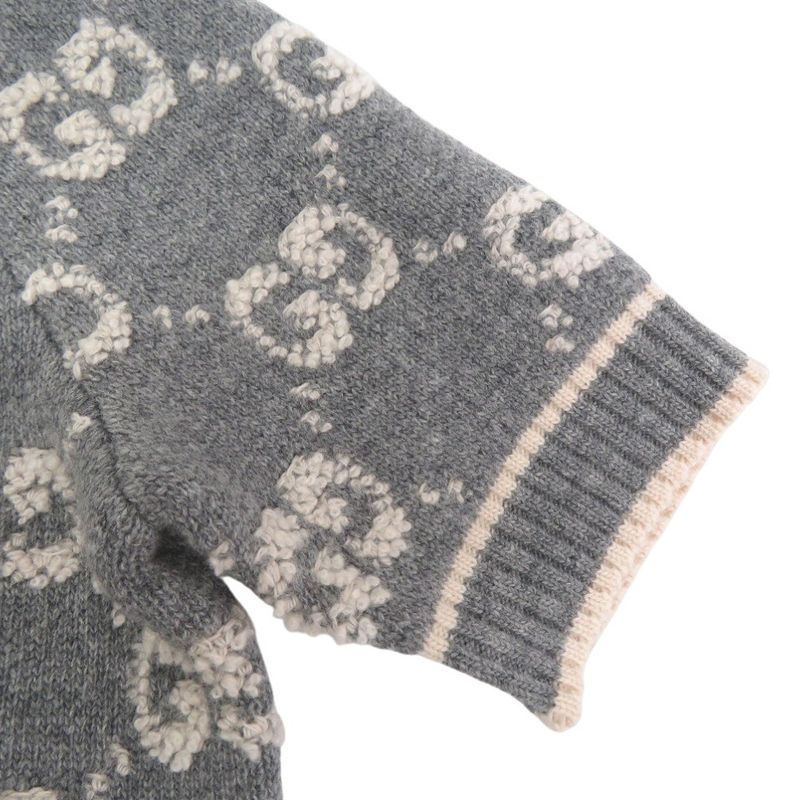 Gucci GG Boucles Wool Jacquard Top 770059 Xkcna Knit Wool GG Boucles Grey 1022