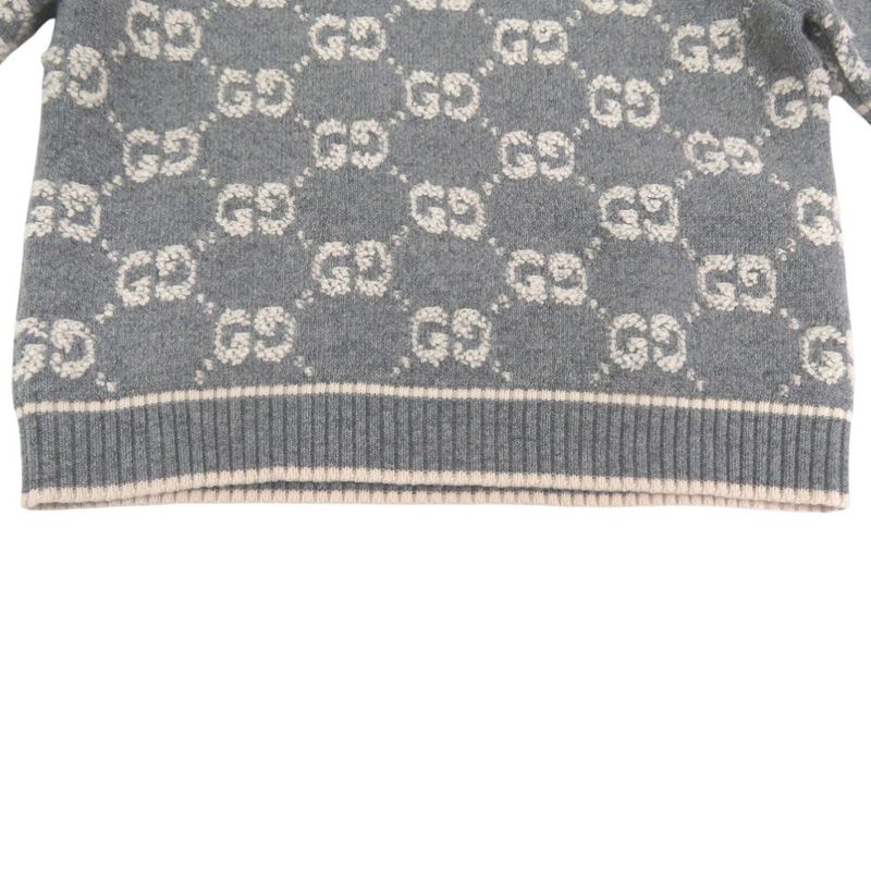 Gucci GG Boucles Wool Jacquard Top 770059 Xkcna Knit Wool GG Boucles Grey 1022