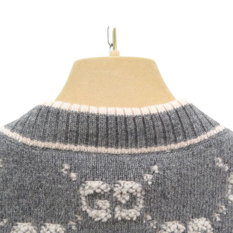 Gucci GG Boucles Wool Jacquard Top 770059 Xkcna Knit Wool GG Boucles Grey 1022
