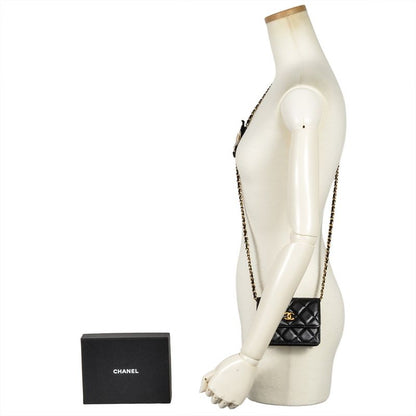 Chanel Matelasse Mini Chain Shoulder Bag Leather A35200 Black Gold Hardware 8