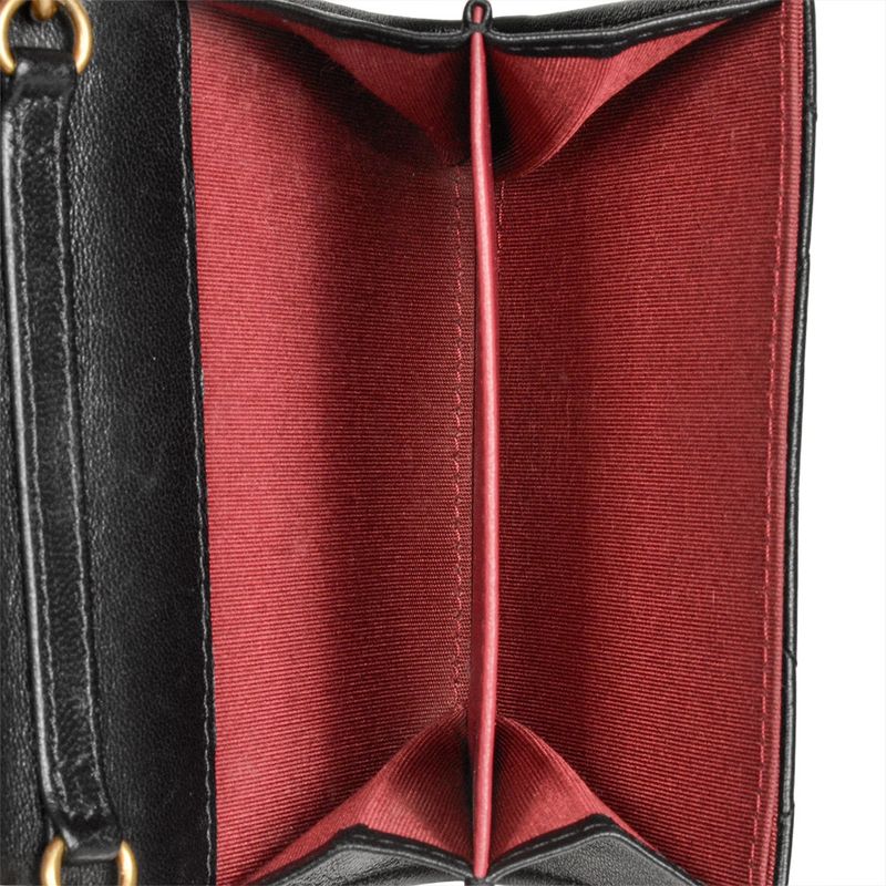 Chanel Mini Chain Wallet Shoulder Bag Leather Black Gold Hardware Coco Mark