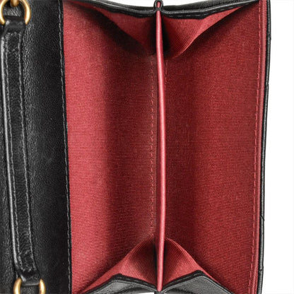Chanel Mini Chain Wallet Shoulder Bag Leather Black Gold Hardware Coco Mark