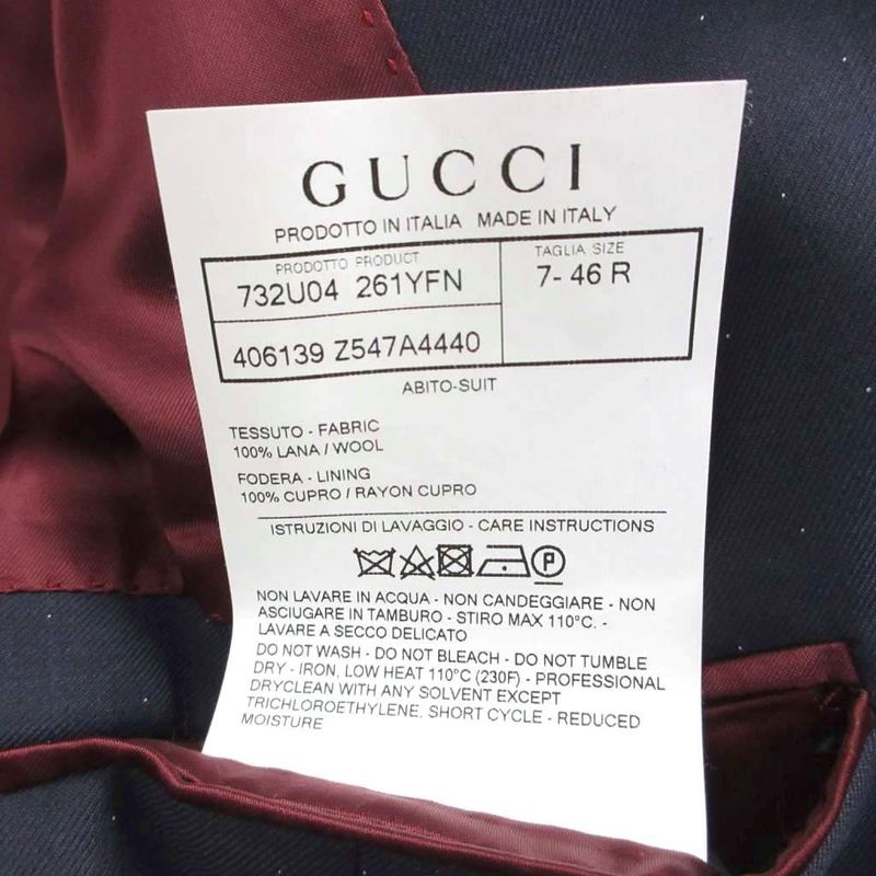 Gucci Suit Setup Single 2B Dot 261yfn 732u04 Navy Blue Navy 46 Approx M