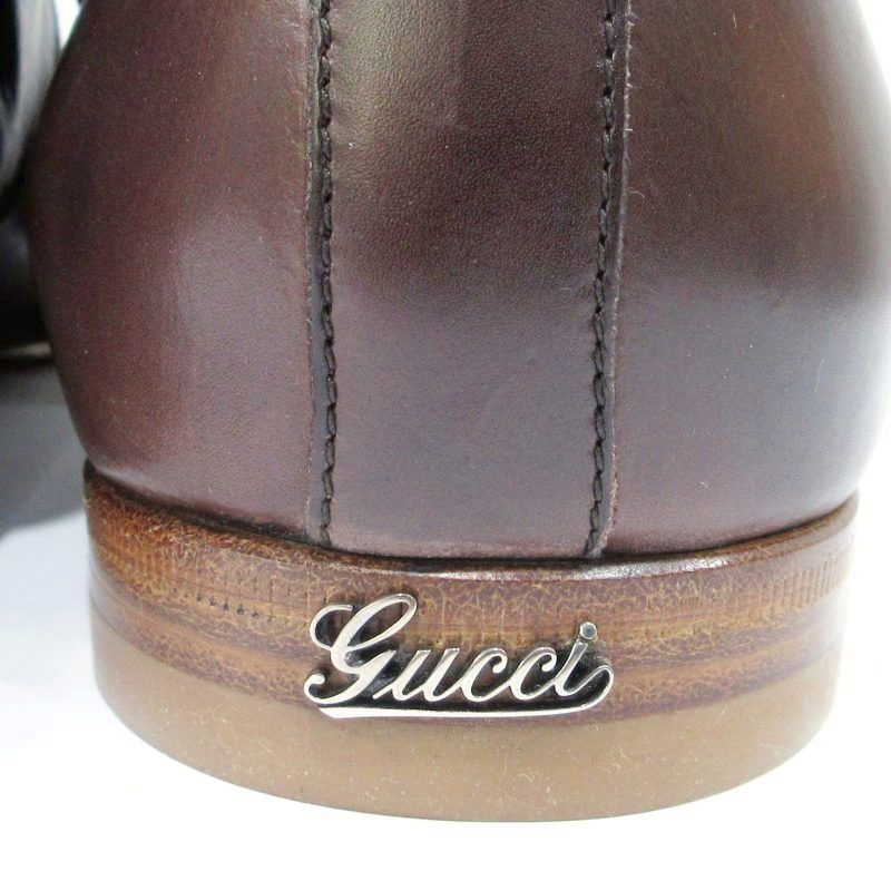 Gucci Mid-cut Boots Heel Logo Leather 216143 42 1 2 EJ Approx 27.5cm (10.83in)