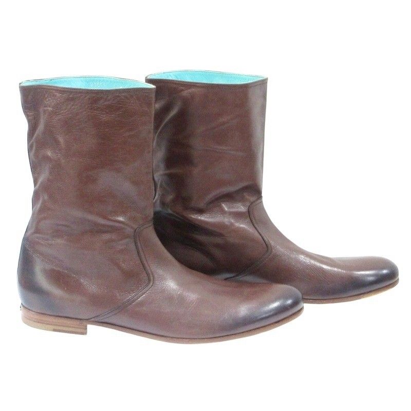 Gucci Mid-cut Boots Heel Logo Leather 216143 42 1 2 EJ Approx 27.5cm (10.83in)