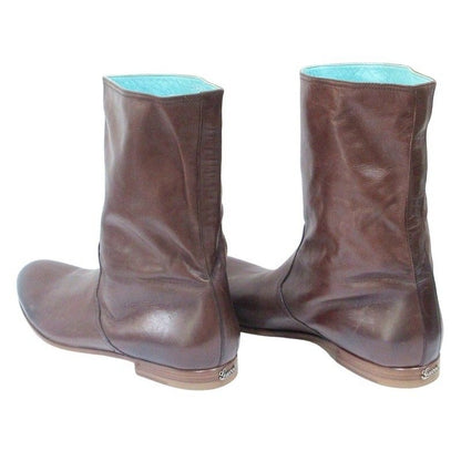 Gucci Mid-cut Boots Heel Logo Leather 216143 42 1 2 EJ Approx 27.5cm (10.83in)