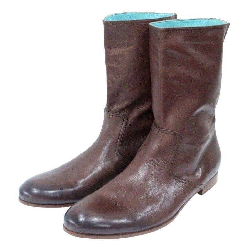 Gucci Mid-cut Boots Heel Logo Leather 216143 42 1 2 EJ Approx 27.5cm (10.83in)