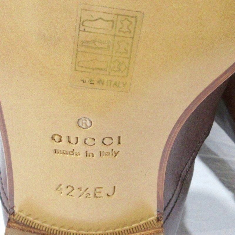 Gucci Mid-cut Boots Heel Logo Leather 216143 42 1 2 EJ Approx 27.5cm (10.83in)