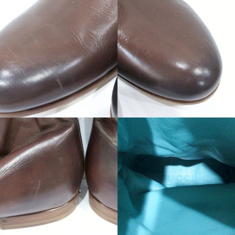 Gucci Mid-cut Boots Heel Logo Leather 216143 42 1 2 EJ Approx 27.5cm (10.83in)