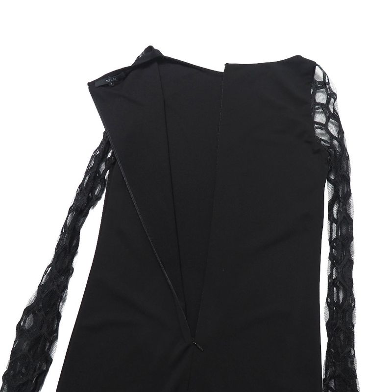 Gucci Dress Size S Lace Sleeve Midi Black Dress Long Sleeves 20251127 Ra6757