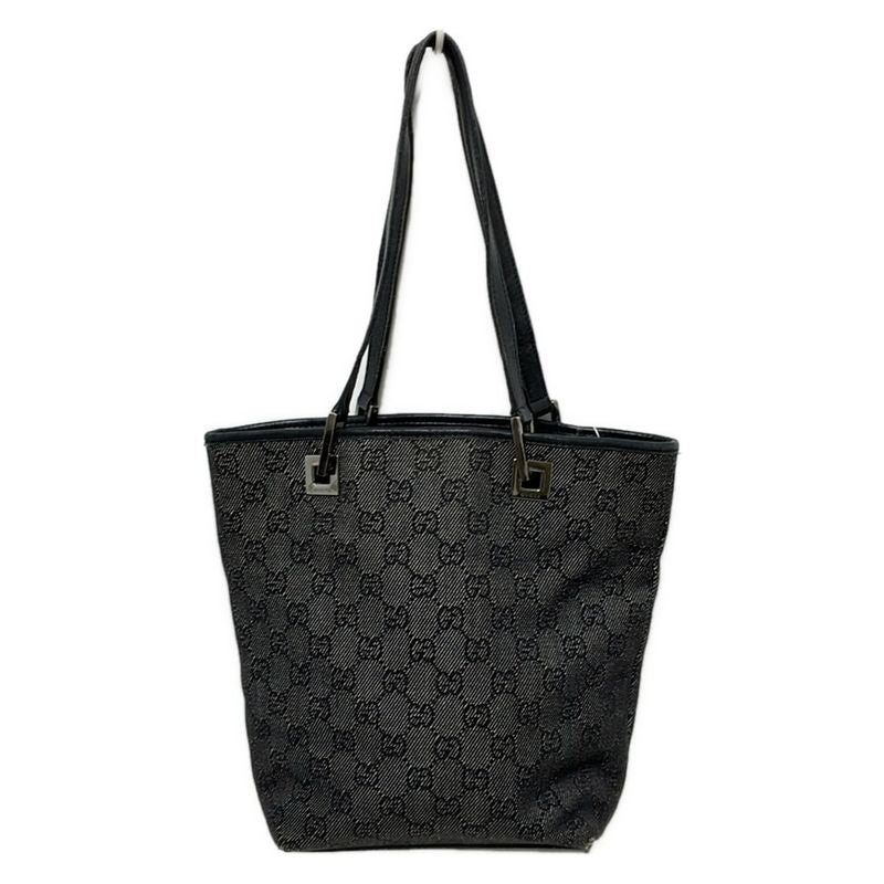 Gucci Tote Bag GG Pattern 31244 Black and White Leather