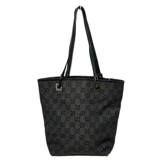 Gucci Tote Bag GG Pattern 31244 Black and White Leather
