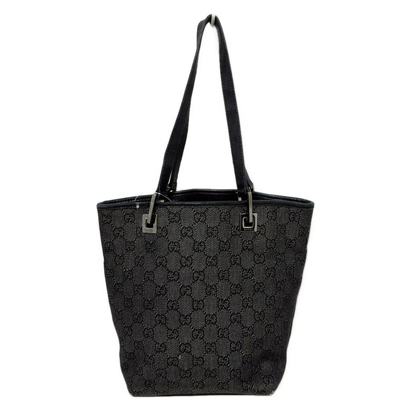 Gucci Tote Bag GG Pattern 31244 Black and White Leather
