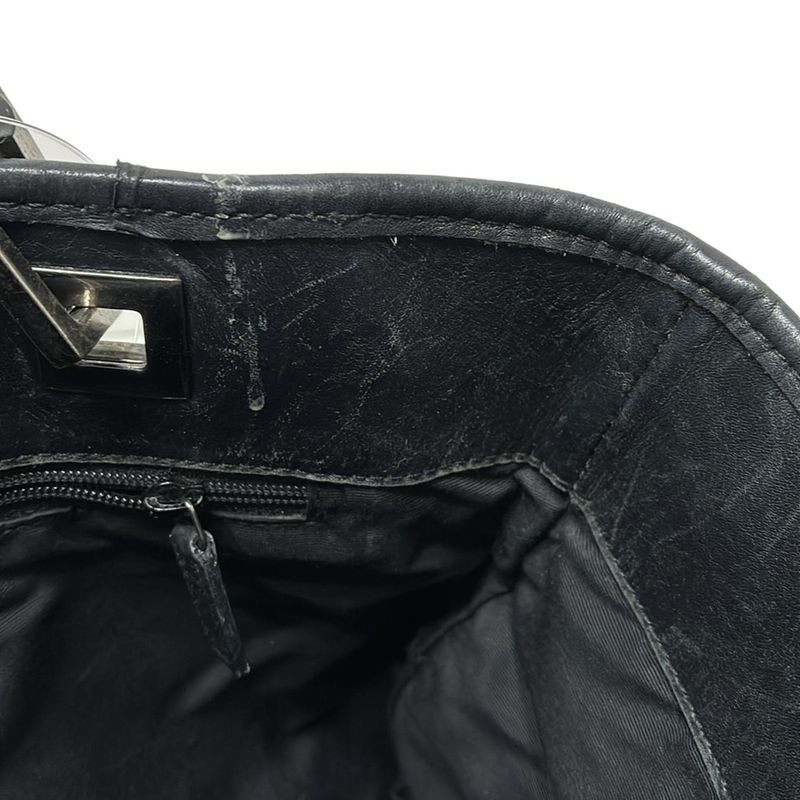 Gucci Tote Bag GG Pattern 31244 Black and White Leather