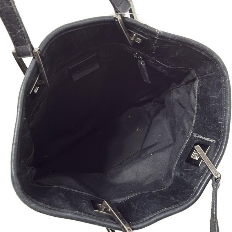 Gucci Tote Bag GG Pattern 31244 Black and White Leather