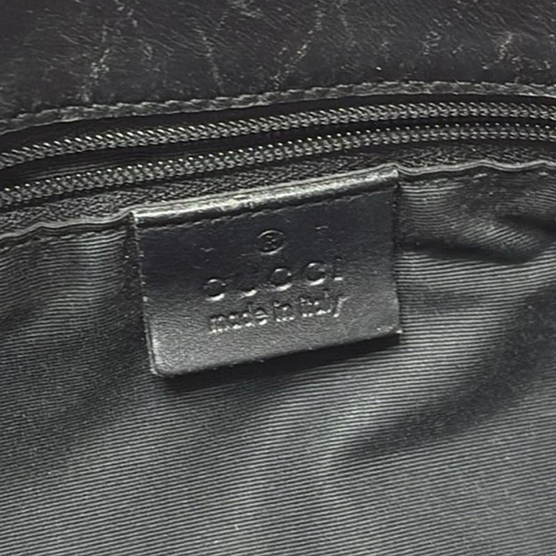 Gucci Tote Bag GG Pattern 31244 Black and White Leather