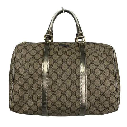 Gucci GG Plus GG Supreme 193603 Beige and Dark Brown Leather