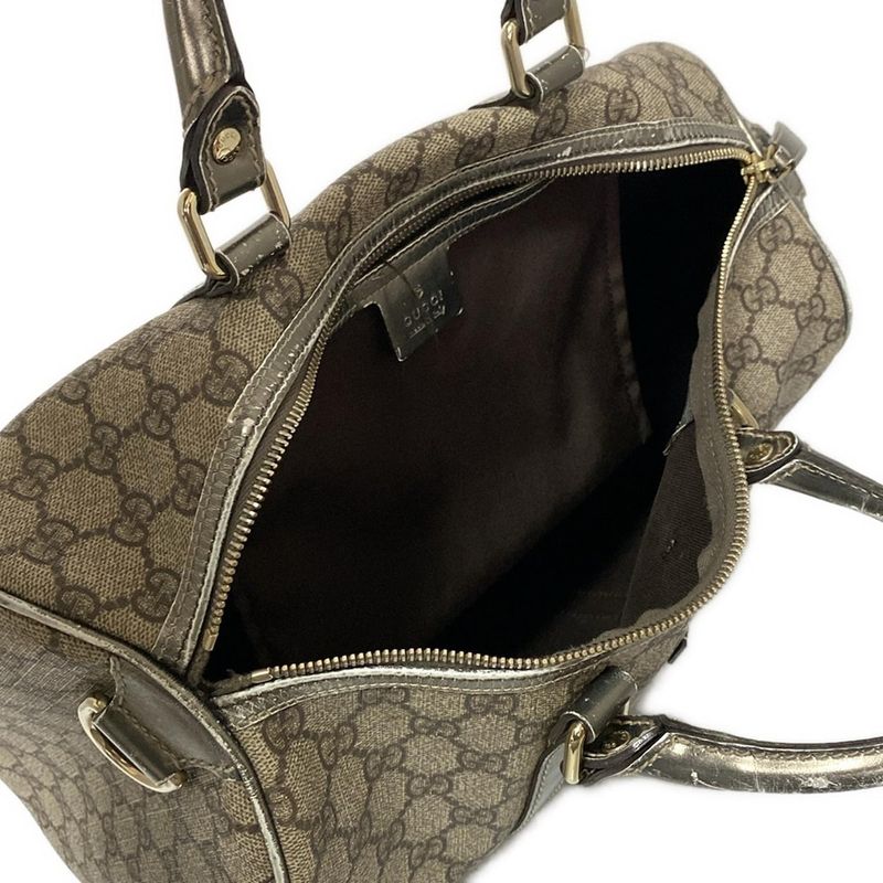 Gucci GG Plus GG Supreme 193603 Beige and Dark Brown Leather