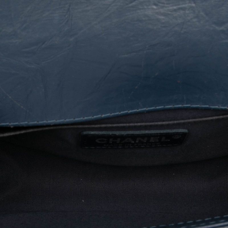 Chanel Chevron Coco Mark Boy Chanel Chain Shoulder Bag Blue Lambskin Women