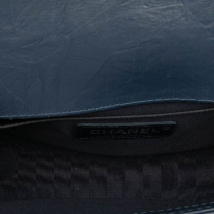 Chanel Chevron Coco Mark Boy Chanel Chain Shoulder Bag Blue Lambskin Women