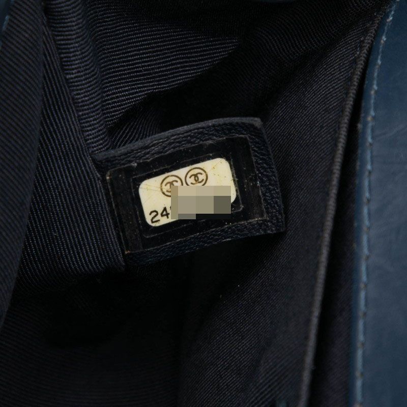 Chanel Chevron Coco Mark Boy Chanel Chain Shoulder Bag Blue Lambskin Women