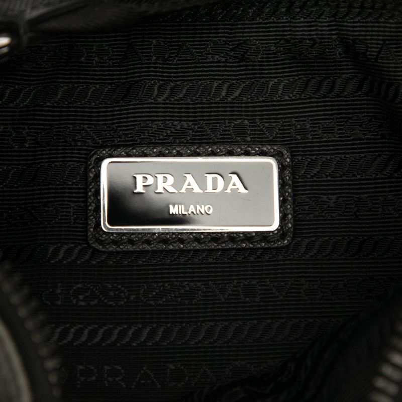 Prada Triangle Logo Plate 2vh113 Grey Black Nylon Leather Women Prada