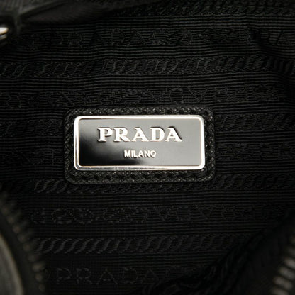 Prada Triangle Logo Plate 2vh113 Grey Black Nylon Leather Women Prada