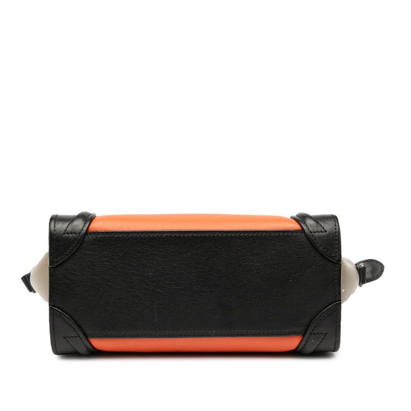 Celine Luggage Nano Shopper Handbag Shoulder Bag 2WAY Orange Navy Brown Leather