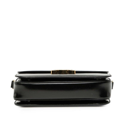 Celine Triomphe Teen Crossbody Shoulder Bag Black Shiny Calfskin Women's Celine