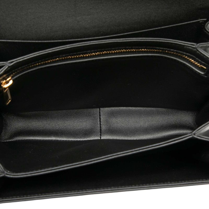 Celine Triomphe Teen Crossbody Shoulder Bag Black Shiny Calfskin Women's Celine