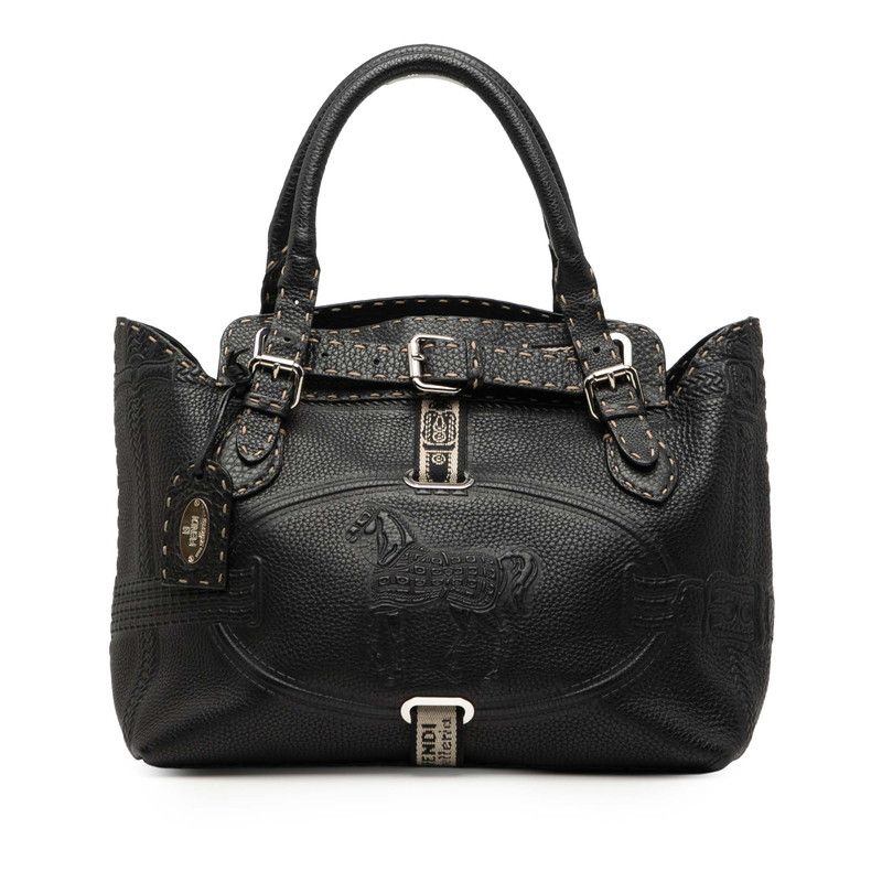 Fendi Selleria Villa Borghese 8bn155 Black Leather Women's Fendi